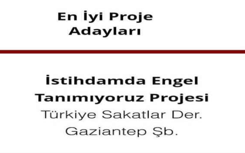 "İSTİHDAMDA ENGEL TANIMIYORUZ eğitim ve İstihdam projesi" En iyi proje adayı "oldu